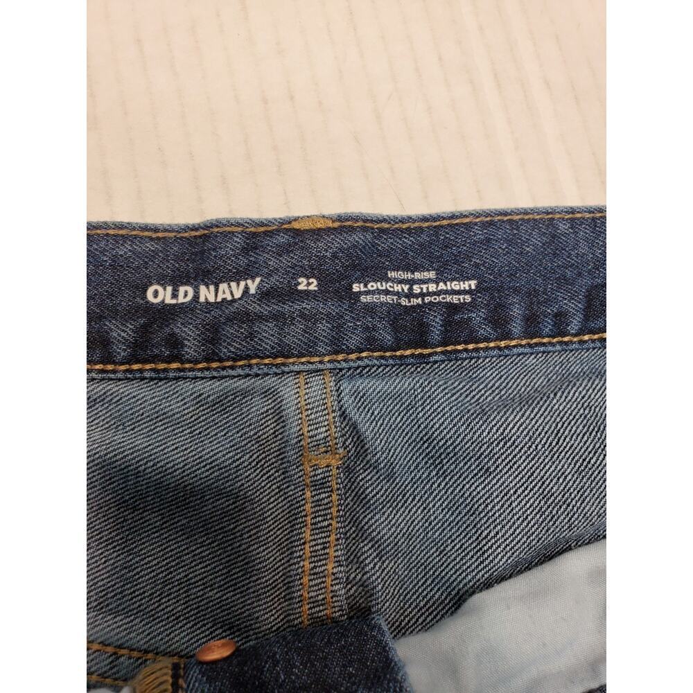 Old Navy High Rise Slouchy Straight Distressed Button Fly Jeans Plus Size 22 - Picture 4 of 8